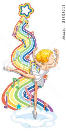 Ballerina with melody symbols on rainbow wave 81338211