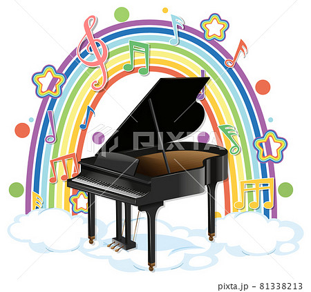 Piano with melody symbols on rainbow 81338213