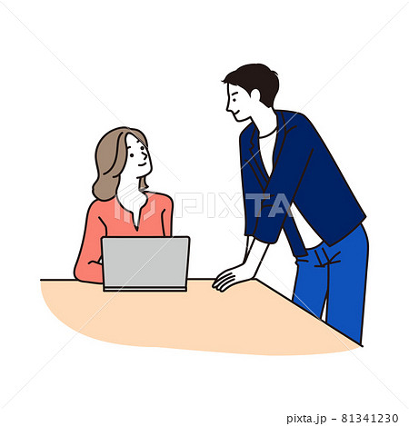 オフィスで会話をする男女のベクターイラストのイラスト素材