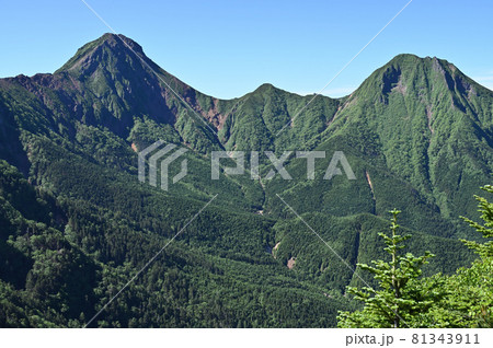 夏の昼の赤岳と阿弥陀岳 夏の昼の赤岳と阿弥陀岳 81343911