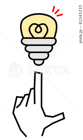 電球を指さす手 電球を指さす手 81345235