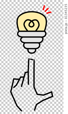 電球を指さす手 電球を指さす手 81345235