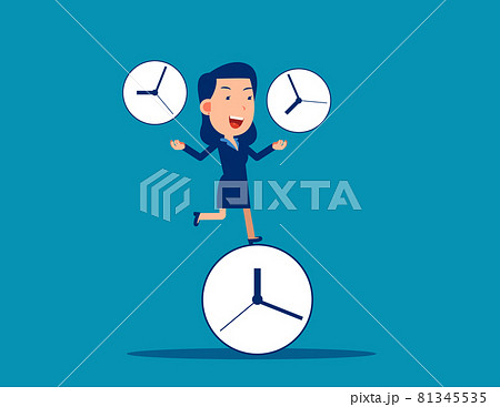Business character holding clock. Time control vector illustration concept Business character holding clock. Time control vector illustration concept 81345535