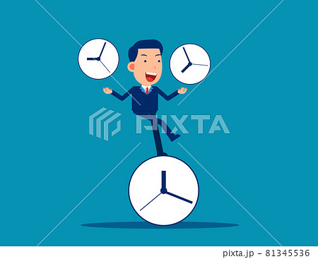 Business character holding clock. Time control vector illustration concept 81345536