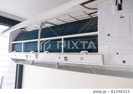 Dust contaminated air conditioner with dust. Preparing for service. 81346333