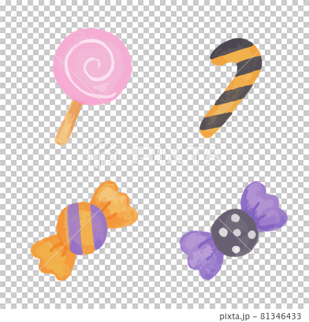 色鉛筆で手描き風　ハロウィンのお菓子イラストセット（キャンディ） 81346433