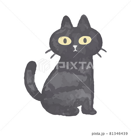 色鉛筆で手描き風 ハロウィンの黒猫イラストのイラスト素材