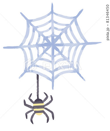 手描き風 ハロウィンの蜘蛛と蜘蛛の巣イラストのイラスト素材