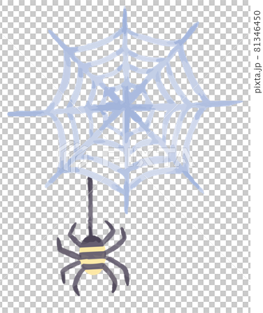手描き風 ハロウィンの蜘蛛と蜘蛛の巣イラストのイラスト素材