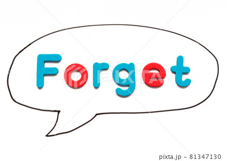 Alphabet letter with word forget in black line hand drawing as bubble speech on white board background Alphabet letter with word forget in black line hand drawing as bubble speech on white board background 81347130