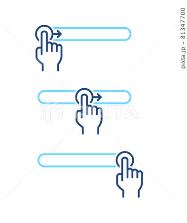 Set Of Hand Button Switch Blue Line Icon Lock のイラスト素材