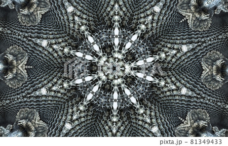 Sixth Sense. Psychic medium kaleidoscope. Abstract background with kaleidoscopic forms, trance and meditation concept. Acrylic bright paints forming round mandala pattern with a variety of shapes 81349433