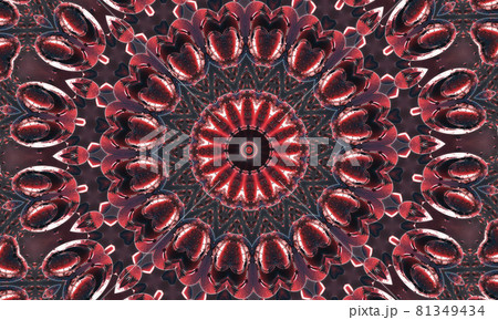 Cherry fruit dark wine texture background with geometric pattern design and kaleidoscope concept 81349434