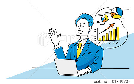 提案をするビジネスマンのイラストのイラスト素材