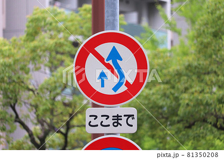 追い越しのための右側部分はみ出し通行禁止ここまで、の道路標識 81350208