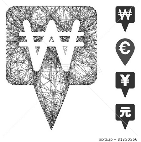 Hatched Korean Won Map Pointer Vector Mesh Hatched Korean Won Map Pointer Vector Mesh 81350566