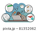 ハードワークで残業をするサラリーマン 81352062