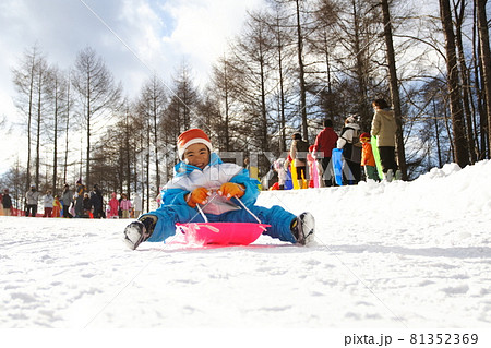 ソリ遊び ちびっこゲレンデ スキー場 雪国 軽井沢スノーパーク 子供 スノーボード 雪 ソリ遊び ちびっこゲレンデ スキー場 雪国 軽井沢スノーパーク 子供 スノーボード 雪 81352369