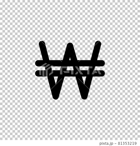 Currency symbol Korean won Won Democratic People's Republic of Korea Vector illustration 81353219