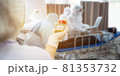 Hospital clinic laboratory swab doctor nurse scientist wear ppe safety uniform hold hand anti virus covid-19 corona disease 2019 Delta india treatment patient herd immunity high risk contact medical 81353732