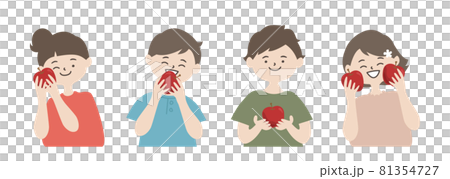 Children laughing with apples 81354727