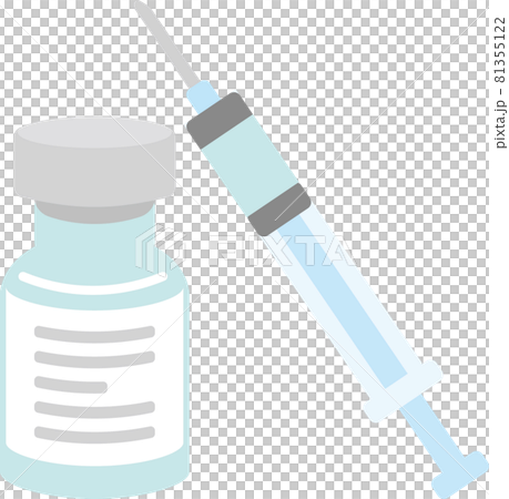 Illustration of vaccine and diagonal syringe Illustration of vaccine and diagonal syringe 81355122