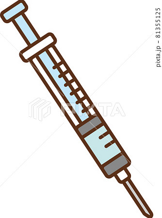 中身の入った注射器の斜めのイラストのイラスト素材