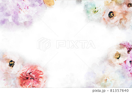 Beautiful watercolor flower circle wreath 81357640