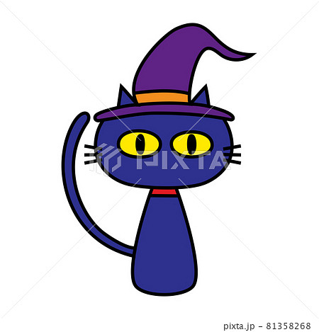 黒猫のかわいいイラスト ハロウィンなどで使える用 のイラスト素材