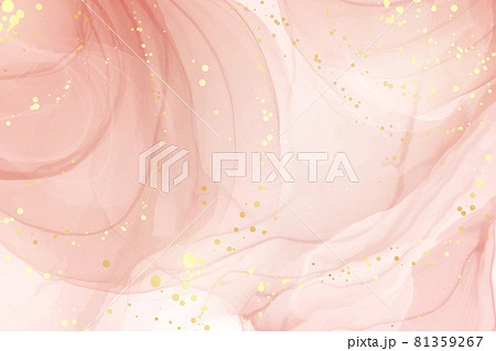 Abstract dusty rose blush liquid watercolor background with gold dots and lines. Pastel pink marble alcohol ink drawing effect, golden splash elements. Vector illustration of contemporary wallpaper Abstract dusty rose blush liquid watercolor background with gold dots and lines. Pastel pink marble alcohol ink drawing effect, golden splash elements. Vector illustration of contemporary wallpaper 81359267