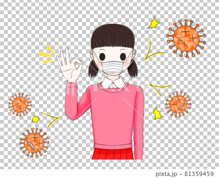 Girl wearing a mask to prevent the virus Girl wearing a mask to prevent the virus 81359459
