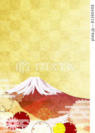 年賀状 富士山 菊 背景のイラスト素材