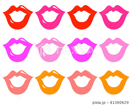 フラットキスマーク 唇 アイコン 開いた口ver のイラスト素材