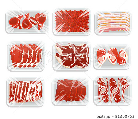 Meat Packaging Illustration Plastic Tray Of のイラスト素材
