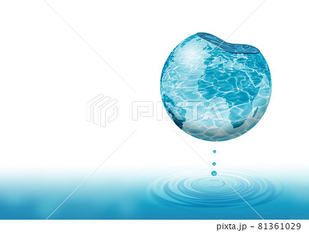 水面に浮かぶ地球 水の惑星 のイラスト素材