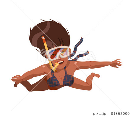 Young Woman Character in Swimsuit and Goggles Snorkeling Underwater Vector Illustration Young Woman Character in Swimsuit and Goggles Snorkeling Underwater Vector Illustration 81362000
