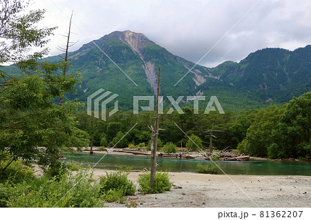 Mount Yake over the Azusa River and Lake Taisho in Kamikochi, a highland valley within the Chubu-Sangaku National Park in the Hida Mountains range of the Japanese Alps in Nagano Prefecture, Japan Mount Yake over the Azusa River and Lake Taisho in Kamikochi, a highland valley within the Chubu-Sangaku National Park in the Hida Mountains range of the Japanese Alps in Nagano Prefecture, Japan 81362207