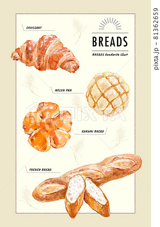 水彩風のパン・ポストカード 81362659