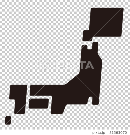 シンプルな日本地図のイラスト/白背景 81363070