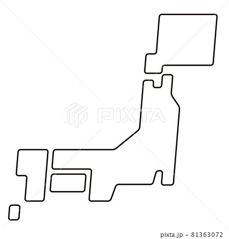 シンプルな日本地図の線画イラスト/白背景 81363072