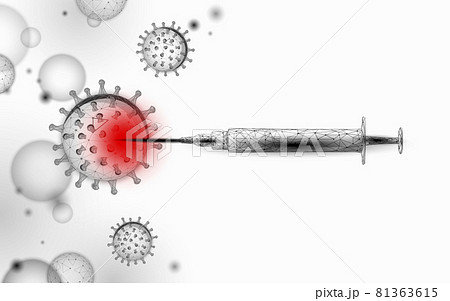 Low poly test tube virus syringe. Laboratory analysis medical disease infection treatment. Modern science technology medicine research banner template vector illustration 81363615