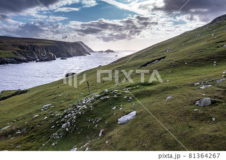 Abandoned village at An Port between Ardara and Glencolumbkille in County Donegal - Ireland. Abandoned village at An Port between Ardara and Glencolumbkille in County Donegal - Ireland. 81364267