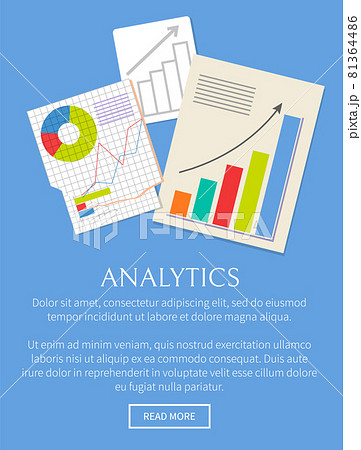 Analytics Banner Isoalted on Bright Blue Backdrop 81364486