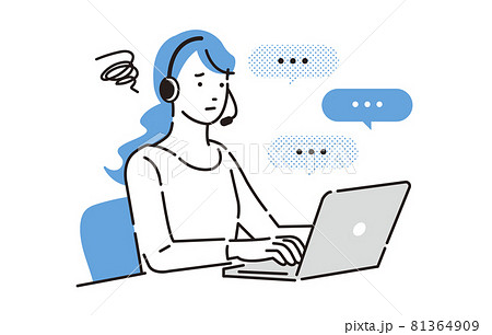 人物 困ったコールセンターの女性 81364909