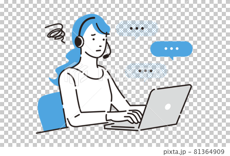 人物 困ったコールセンターの女性 81364909