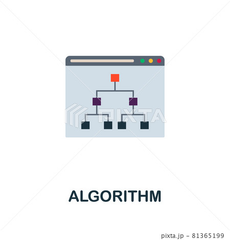 Algorithm flat icon. Colored sign from machine learning collection. Creative Algorithm icon illustration for web design, infographics and more 81365199