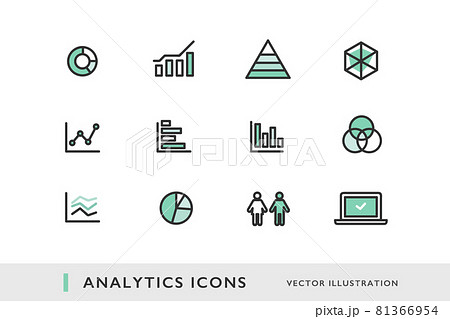 情報データやグラフのイメージアイコンセット素材 81366954
