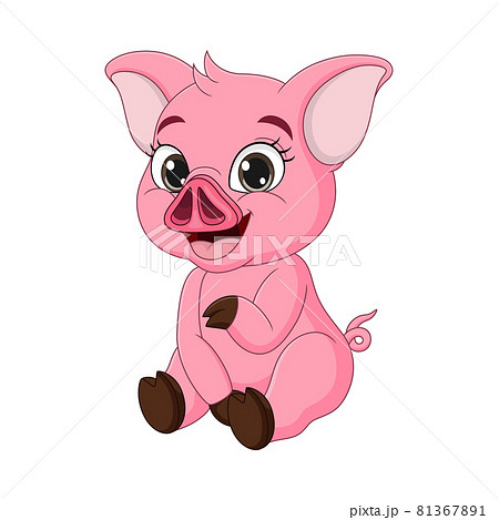 Cute baby pig cartoon sitting Cute baby pig cartoon sitting 81367891