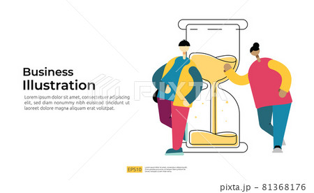 202105 TALA AZH - 01 Business Startuptime management and organize schedule with hourglass and people cartoon character. date organizer plan task deadline concept with flat style vector illustration 81368176