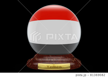 3D Flag of Yemen on snow globe 81369082